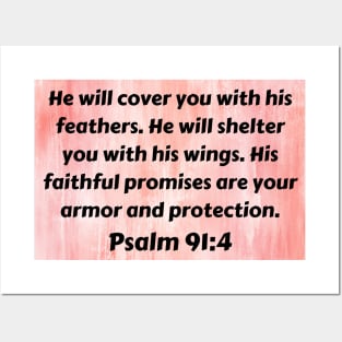 Bible Verse Psalm 91:4 Posters and Art